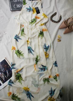Красиве довге плаття сукня максі сарафан принт колібрі квіти від new look