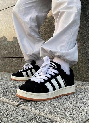 Adidas campus 00s black/white (хутро) 442 фото