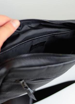 Мужская черная кожаная сумка-мессенджер сумка через плечо из натуральной кожи7 фото