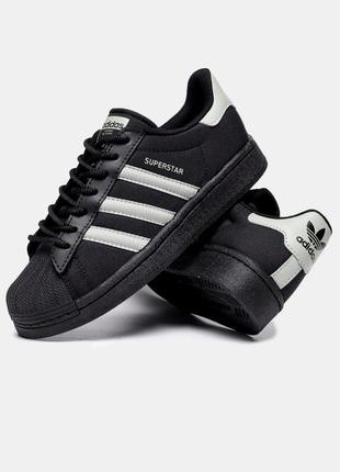 Женские кроссовки адидас суперстар / adidas superstar 'core black'7 фото