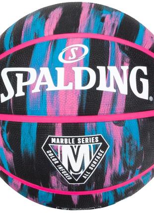 М'яч баскетбольний spalding marble series блакитний, рожевий, чорний уні 7