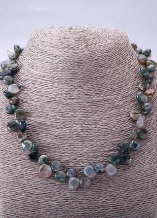 Намисто буси з натурального каменю  галтовка "метелик" 45 см