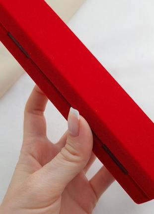 Футляр для браслетов прямоугольный бархатный красный длинный