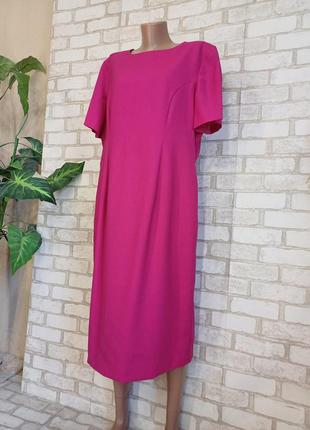 Новое стильное платье миди в сочно розовом цвете фуксия, размер 2-3хл4 фото