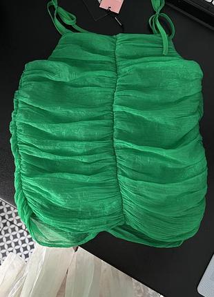 Топ на завязках, топ с драпировкой, зеленый топ праздничный
