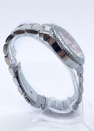 Часы женские наручные rolex (ролекс) серебро с розовым циферблатом ( код: ibw899sp )3 фото