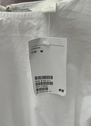 Красивая коттоновая блуза белая h&m с открытой спиной и завязкой3 фото