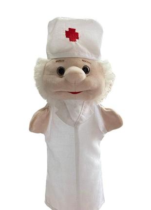 М'яка іграшка-рукавичка лікар різнокольоровий 33 см м159