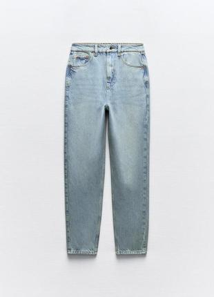 Голубые винтажные джинсы zara  z1975 mom fit high waist мом фит зара высокая посадка