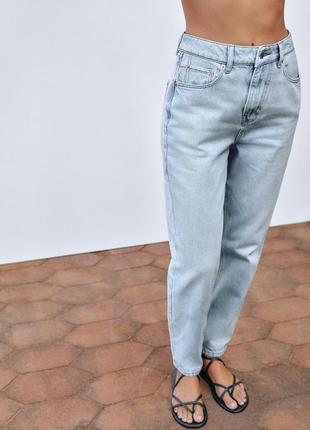Блакитні вінтажні джинси zara Zara mom fit джинси мом фіт зара висока посадка