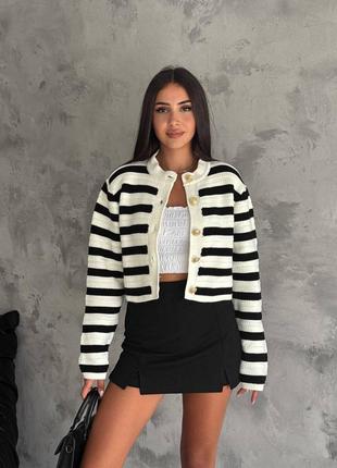 Премиальный джемпер-укороченный кардиган кофта в полоску туречня премиум old money
