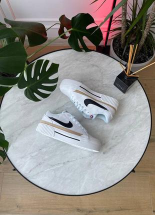 Женские кроссовки nike court legacy lift white black logo dm7590-100