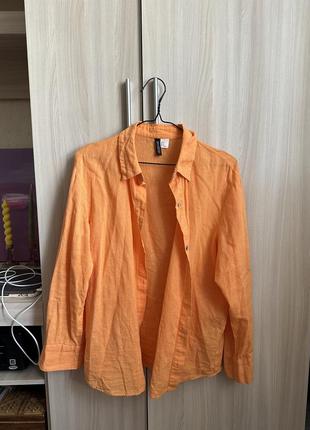 Лляна помаранчева сорочка h&m