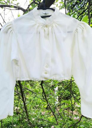 Вінтажна австрійська сорочка блуза етно під дирндль вкорочена