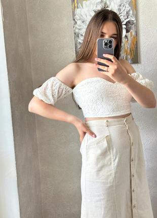 Топ кружевной с рукавами от boohoo