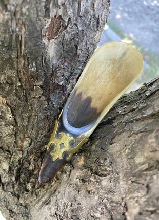 Башмачок аладина ✨ винтаж натуральный рог декоративный элемент копилка советская ручной работы