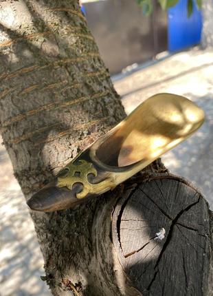 Башмачок аладина ✨ винтаж натуральный рог декоративный элемент копилка советская ручной работы