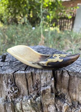 Башмачок аладина ✨ винтаж натуральный рог декоративный элемент копилка советская ручной работы