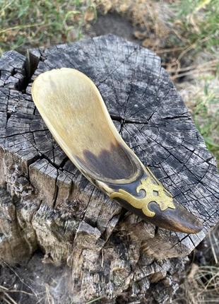 Башмачок аладина ✨ винтаж натуральный рог декоративный элемент копилка советская ручной работы