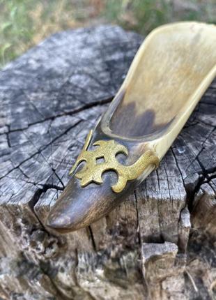 Башмачок аладина ✨ винтаж натуральный рог декоративный элемент копилка советская ручной работы
