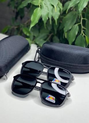 Чоловічі сонцезахисні окуляри porsche polarized квадратні антиблікові з поляризацією із шторкою чорні очки