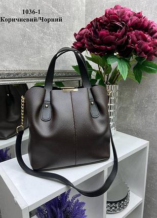 Женская стильная и качественная сумка из искусственной кожи коричневая