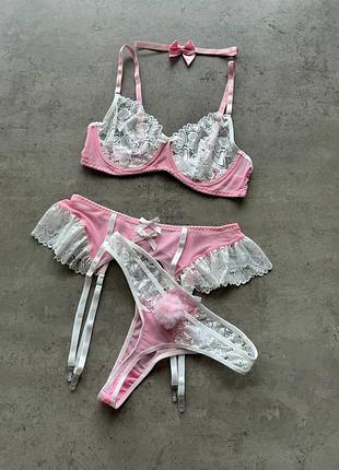 Сексуальний рожевий комплект жіночої білизни 18+ | еротична білизна | нижня білизна