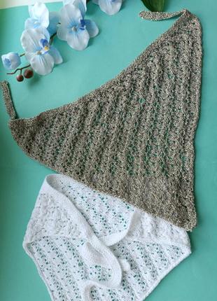 Бандана сетевая кроше косынка завязки вязаный платок хлопок