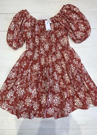 Короткое платье платье платье под резинку в цветочный принт новое george 18 l-xl