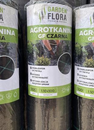 Агротканина чорна 100 г/м2, 1,1 х 100 м. garden flora агротканина проти бур'янів