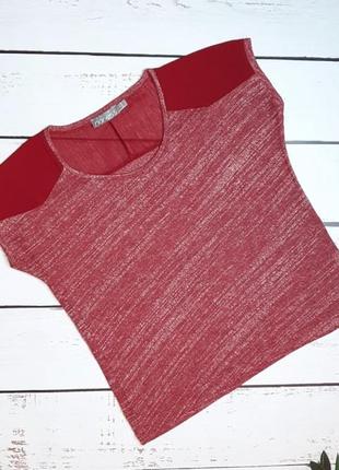 1+1=3 красная оригинальная футболка с шифоновыми вставками norwiss, размер 44 - 468 фото