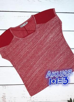 1+1=3 красная оригинальная футболка с шифоновыми вставками norwiss, размер 44 - 46