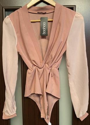 Боди розовый boohoo