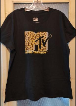Размер xl новая футболка майка с европы чёрная mtv мтв music television