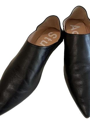 Acne studios черные кожаные мюли