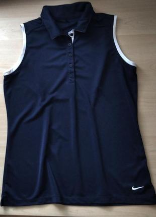 Футболка спортивная майка nikegolf dri-fit, размер l, поло, с воротником