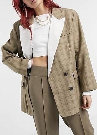 Шикарный двубортный жакет жакет в клетку от asos.