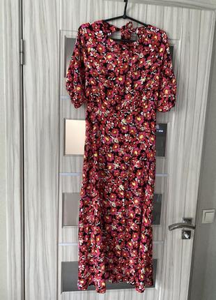 Красивое платье длинное вискоза принт цветы с 8