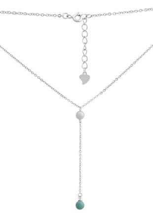 Серебряное колье silverthin с бирюзой, вес изделия 3,04 гр (2146865) 400450 размер