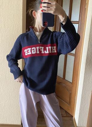 Оригінальний вінтажний светр tommy hilfiger з великим лого