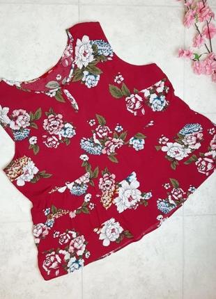 1+1=3 стильная малиновая блуза блузка цветочный принт s.oliver, размер 52 - 54
