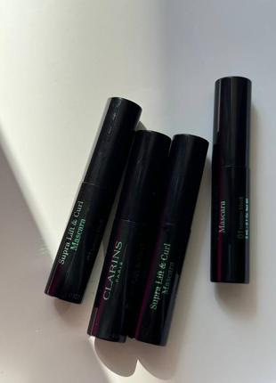 Туш для вій clarins  supra lift & curl міні по 3мл відтінок чорний