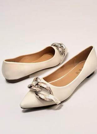 Женские кожаные балетки l&m 0987 белые