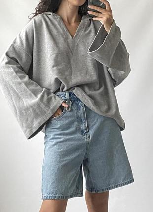 Світшот сірий базовий худі толстовка лонг лонгслів