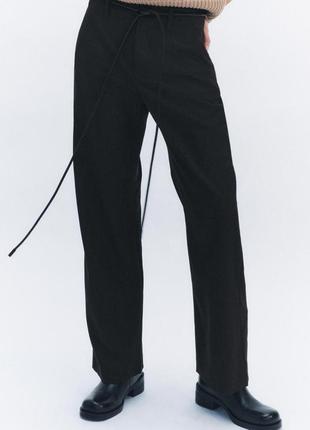 Женские классические прямые брюки straight в полоску zara