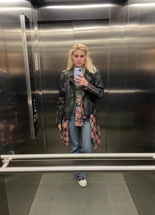 Куртка косуха натуральна шкіра оверсайз унісекс