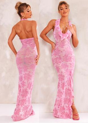 Розпродаж сукня prettylittlething сітка з велюровими аплікаціями