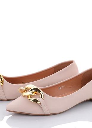 Женские кожаные балетки l&m 0777 бежевые