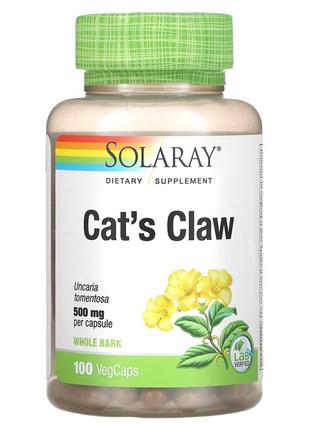 Solaray котячий кіготь 500 мг 100 капсул cat's claw1 фото