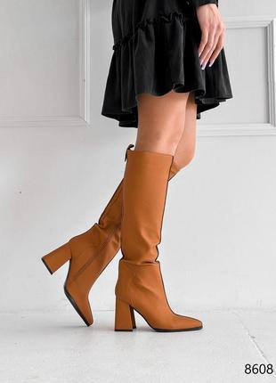 🔥чоботи жіночі luna руді екошкіра демі